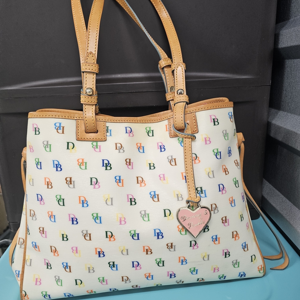 Dooney & Bourke White Rainbow Monogram IT Tote Bag